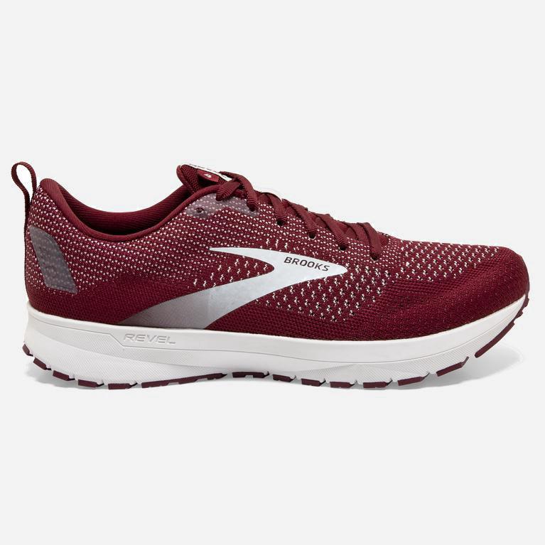 Brooks Revel 4 Hardloopschoenen voor Heren Bordeaux/Wit (MKUNG-6107)